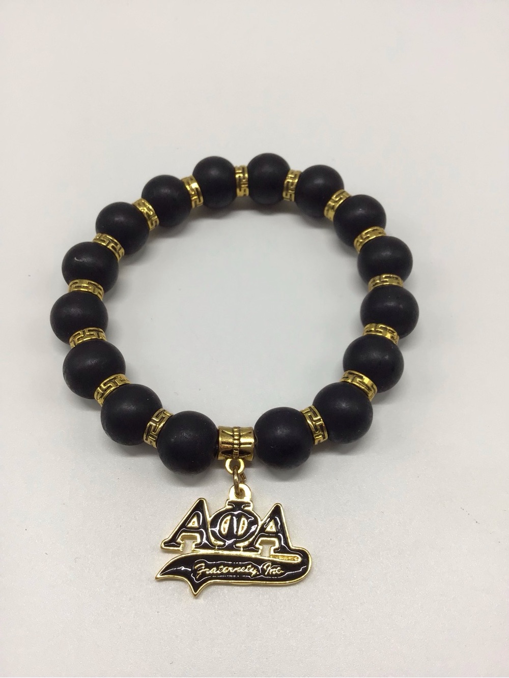 Alpha Phi Alpha Black Beaded Bracelet with Gold Accents